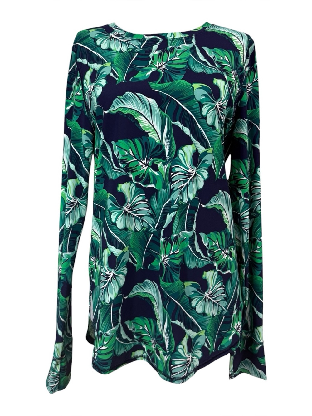 Tommy Bahama NEW Women's Medium Island Active Rash Guard Palm Leaf Long Sleeves